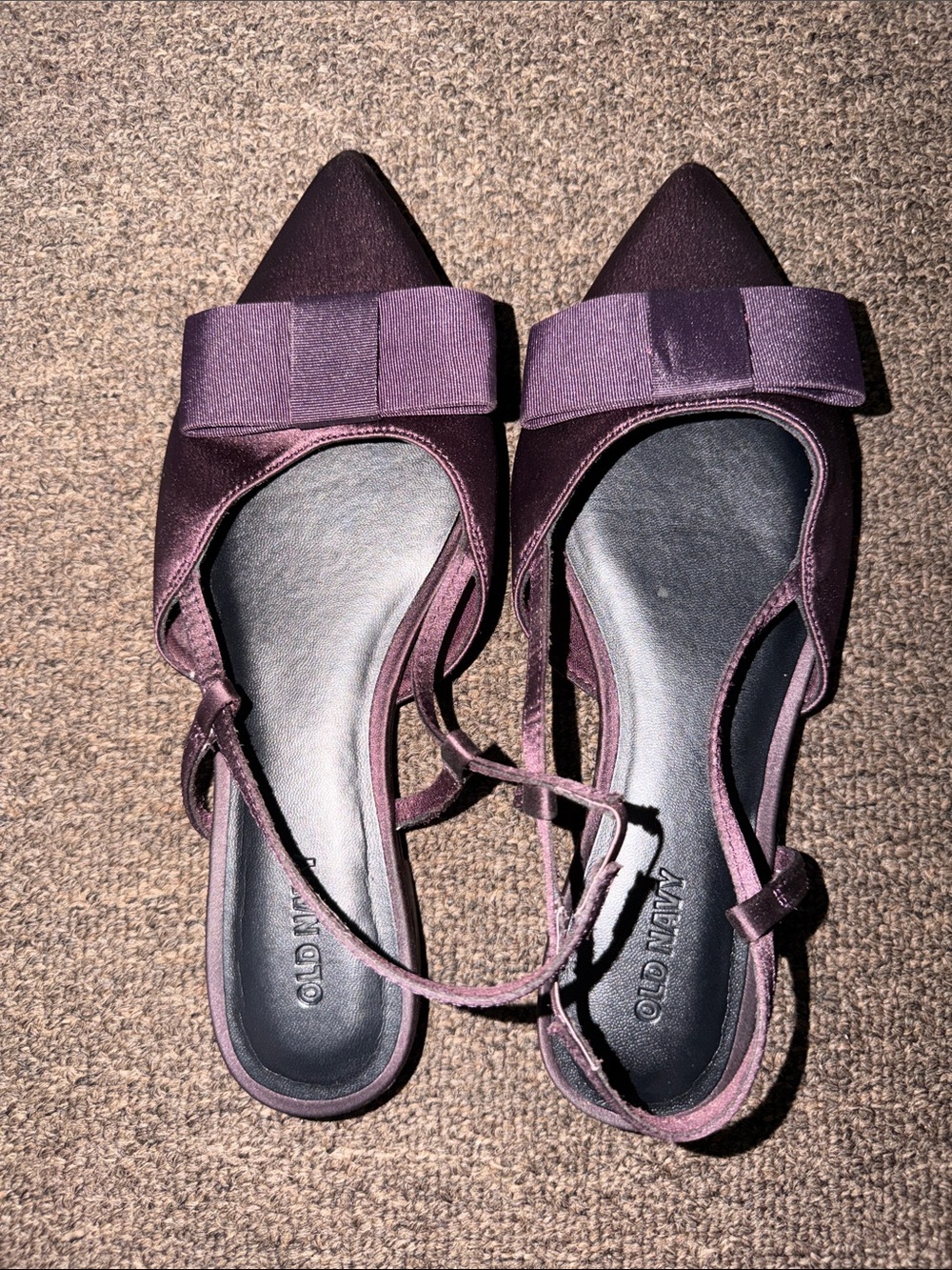 Old Navy Plum Bow Pointed-Toe Slingback Flats